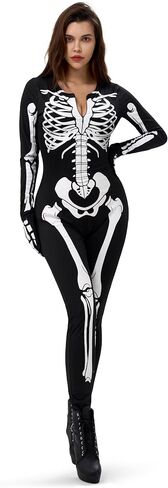 Spooktacular Creations Women Double-Sided Skeleton Costume Bodysuit for Adult Halloween Costume Cosplay Party in Saudi Arabia