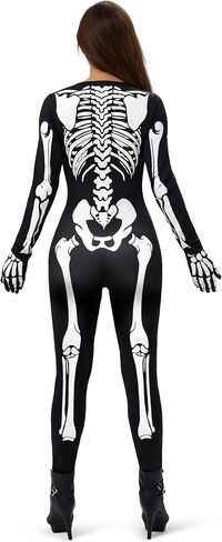 Spooktacular Creations Women Double-Sided Skeleton Costume Bodysuit for Adult Halloween Costume Cosplay Party in Saudi Arabia