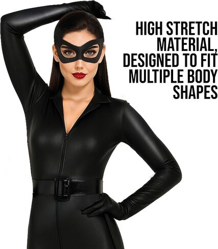 Morph Black Catsuit for Women Leather Jumpsuit Womens البالغات البالغة بدلة قطة أسود هالوين in Saudi Arabia