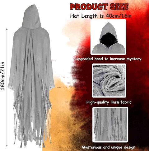 Halloween Hooded Cloak Grim Reaper Cosplay Costume Medieval Renaissance Cape Gothic Wizard Cape in Saudi Arabia