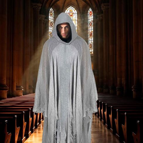 Halloween Hooded Cloak Grim Reaper Cosplay Costume Medieval Renaissance Cape Gothic Wizard Cape in Saudi Arabia