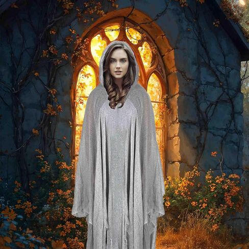 Halloween Hooded Cloak Grim Reaper Cosplay Costume Medieval Renaissance Cape Gothic Wizard Cape in Saudi Arabia