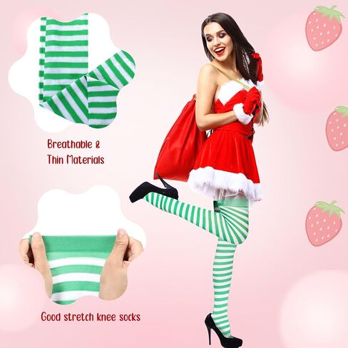Coume 4 Pcs Halloween Strawberry Cake Costume Beret Hat Maid Cosplay Apron Women Striped Socks Group Team Game Night Party in Saudi Arabia