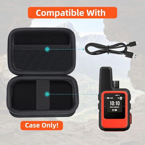 حافظة صلبة لجهاز Garmin inReach Mini 2 / inReach Mini، حقيبة تخزين محمولة بنظام تحديد المواقع العالمي (GPS) مع جيب ملحقات للمشي لمسافات طويلة والسفر والتخييم - أسود (الجراب فقط) in Kuwait