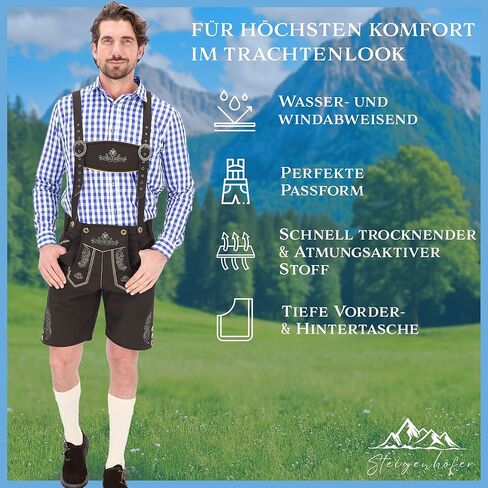 Lukas – Men Bavarian Softshell Shorts with Suspenders - Lederhosen Oktoberfest Outfit in Kuwait