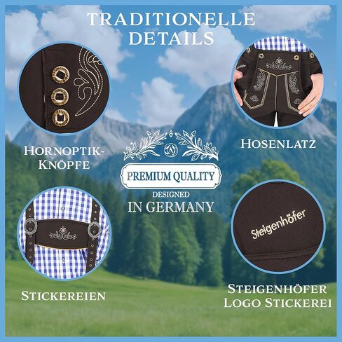 Lukas – Men Bavarian Softshell Shorts with Suspenders - Lederhosen Oktoberfest Outfit in Kuwait
