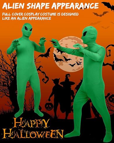 بدلة غريبة كاملة الجسم بدلة zentai zentai زي خضراء تختفي الرجل بدلة الجسد cosplay زي ، الأخضر (كبير) in Kuwait