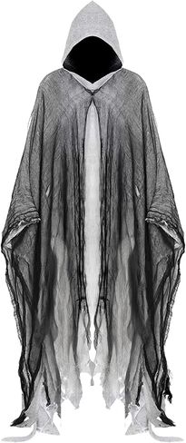 Halloween Horror Grim Reaper Costume Men Scary Cloak Witch Costume Men Women Hooded Cape for Adult Cosplay Props in Saudi Arabia