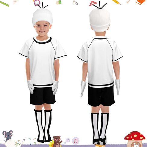 5 مساءً أزياء هالوين تشمل سراويل قصيرة من القبعة البيضاء وقفازات الجوارب المخططة لحفلة هالوين تأثيري in Saudi Arabia