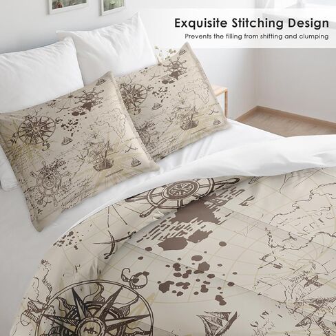 Comforter Set Twin Size, Pirate Vintage Skull Soft 2 Pcs Bedding for Kids and Adults, Nautical Sea Retro Comforter Set with Pillowcase, for Bedroom Bed Decor in Kuwait