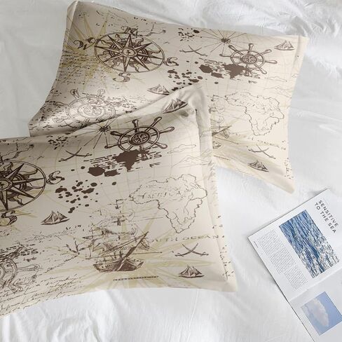 Comforter Set Twin Size, Pirate Vintage Skull Soft 2 Pcs Bedding for Kids and Adults, Nautical Sea Retro Comforter Set with Pillowcase, for Bedroom Bed Decor in Kuwait