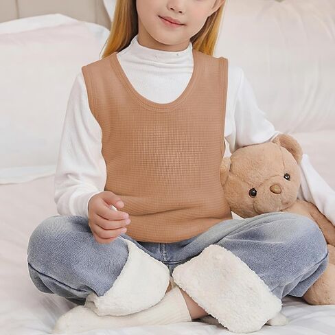 Little Big Girls' Fleece Lined Sweater Vest Warm School Uniform Gilet Kids Casual Crewneck Thick Knit Sweater Clothes in Saudi Arabia