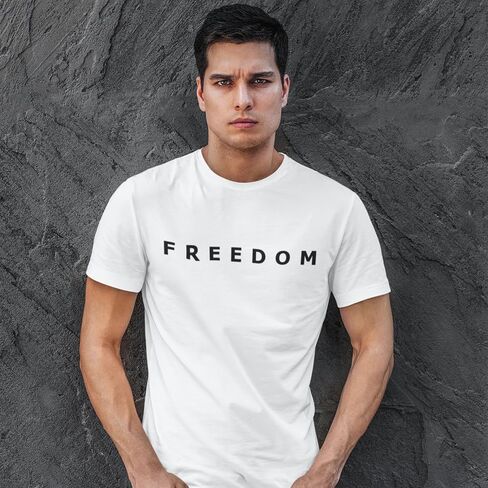 Freedom Shirt – Simple Freedom Text T Shirt for Men & Women Patriotic Men's Tshirts Graphic Tee in Kuwait