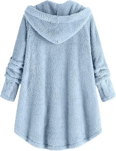 Girls Fuzzy Fleece Jacket Fall Winter Teddy Coat Long Plush Hoodies with Pockets Button Down Sherpa Outwear Clothes in Saudi Arabia