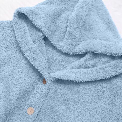 Girls Fuzzy Fleece Jacket Fall Winter Teddy Coat Long Plush Hoodies with Pockets Button Down Sherpa Outwear Clothes in Saudi Arabia