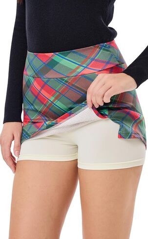 sissycos Women's Skorts Skirts, High-Waisted Split Hem - Comfortable Milk Silk Novelty Prints with Shorts in Saudi Arabia