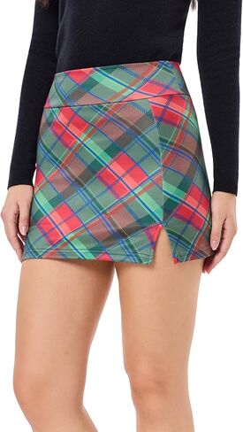 sissycos Women's Skorts Skirts, High-Waisted Split Hem - Comfortable Milk Silk Novelty Prints with Shorts in Saudi Arabia