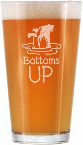Bottoms Up - Pint Glass for Beer - Funny Duck Themed Gifts - Lake House Decor for Women and Men - 16 Oz Glasses in Saudi Arabia