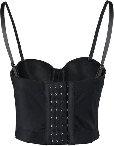 Ellacci Pu Leather Bustier Crop Top Gothic Punk Punk Up Women's Corset Top Bra Black in Saudi Arabia