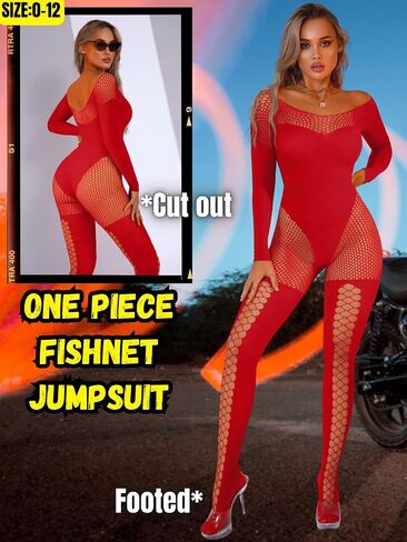 Womens Sexy Full Fishnet Bodysuit, One Piece Mesh Lace Jumpsuit Body Stockings, Rave Club Poster Exotic Dancer Outfit in Saudi Arabia
