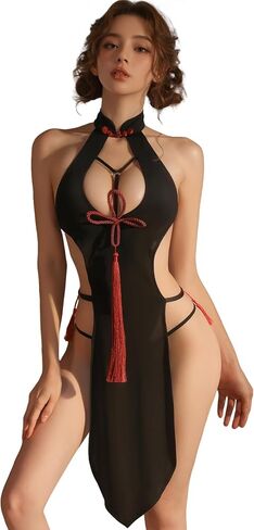 Sexy Lingerie Babydoll Dress For Women Lace Trim Dress Chinese Dress Cheongsam For Women One Size Fit Weight 80-150 lb in Saudi Arabia