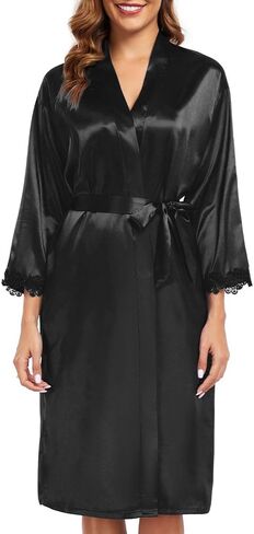 Women's Satin Nightgown with Robes Set 2 Piece Sexy Satin Bathrobe Set Bridal Nightwear V-Neck Cami Sleepwear in Kuwait
