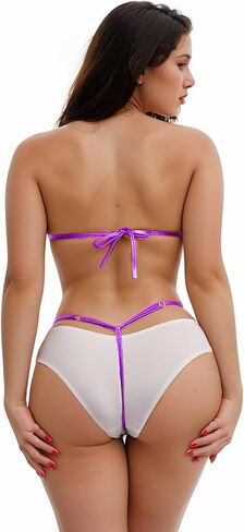 2 مجموعة امرأة مبللة مبللة المقلاع بيكيني ملابس السباحة القصوى Micro One Piece Swimwear Bandeau 2 قطعة مثير Latex Bikini in Kuwait