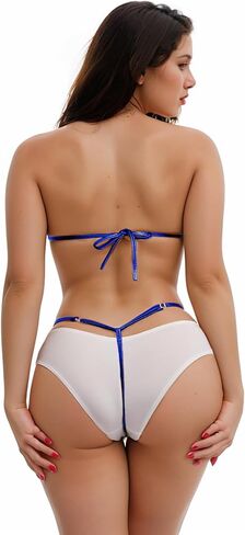 2 مجموعة امرأة مبللة مبللة المقلاع بيكيني ملابس السباحة القصوى Micro One Piece Swimwear Bandeau 2 قطعة مثير Latex Bikini in Kuwait