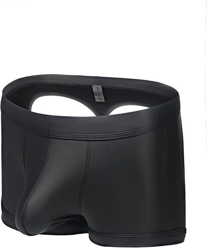 Ohyeahlady Men's Faux Leather Boxer Boxer Boxer Black Soft Pouch Trunks Stretchy Plus Size Night Intronties Club Wear in Kuwait