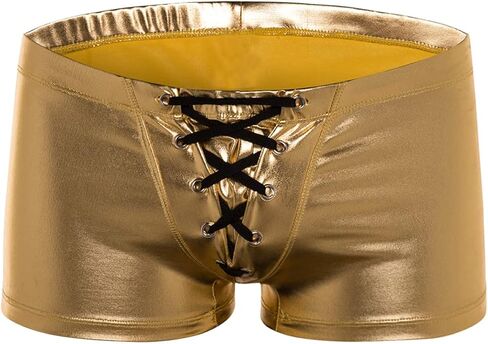 شورتات الرجال المعدنية للرجال يوجا ملاكم الملاكم اللامع اللامع بيكينيات السراويل الداخلية الساخنة مع draswtring in Kuwait
