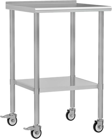 Stainless Steel Table with Wheels 30 x 30 Inches Metal Food Prep Worktable with Backsplash & Adjustable Undershelf for Kitchen, Outdoor, Restaurant, Bar & Garage in Kuwait
