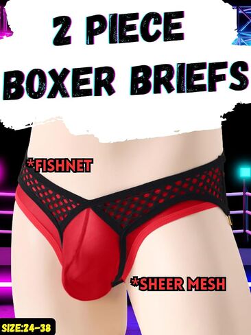 Mens Sexy Fishnet Mesh Combo Briefs Underwear, Color Block Cheeky Low Rise, Sheer Pouch Elastic Bikini Lingerie in Saudi Arabia