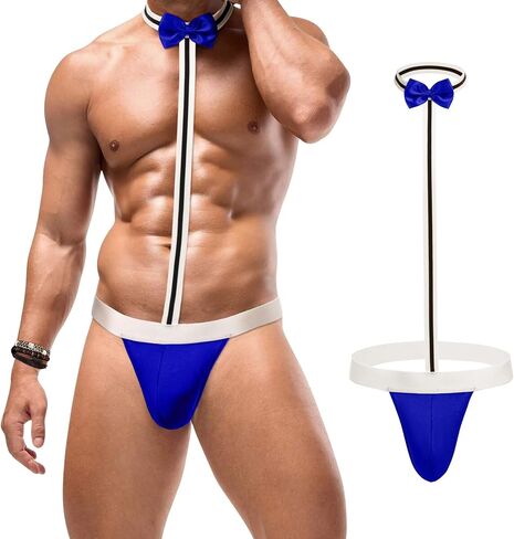 Avidlove Men's Sexy Mankini Thong Swimsuit Swimender Mens Lingerie Lower Rise Lingerie مع ربطة عنق (راجع الأحجام المحدثة) in Saudi Arabia