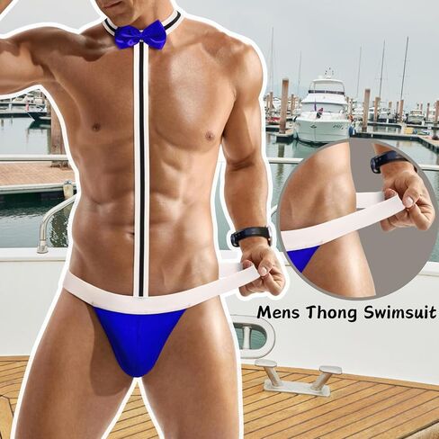 Avidlove Men's Sexy Mankini Thong Swimsuit Swimender Mens Lingerie Lower Rise Lingerie مع ربطة عنق (راجع الأحجام المحدثة) in Saudi Arabia
