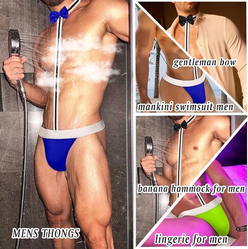 Avidlove Men's Sexy Mankini Thong Swimsuit Swimender Mens Lingerie Lower Rise Lingerie مع ربطة عنق (راجع الأحجام المحدثة) in Saudi Arabia