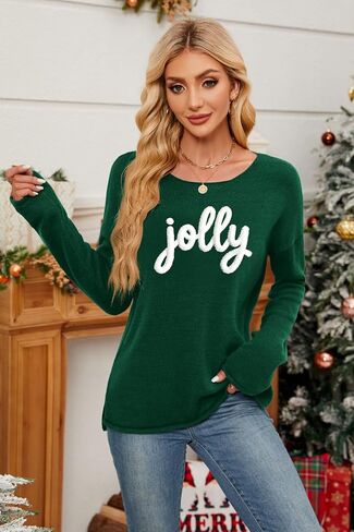 Women Merry Christmas Sweater Long Sleeve Xmas Top Top Funny Holiday Graphic Pullover Tops 2024 Trendy in Kuwait