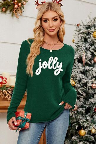 Women Merry Christmas Sweater Long Sleeve Xmas Top Top Funny Holiday Graphic Pullover Tops 2024 Trendy in Kuwait