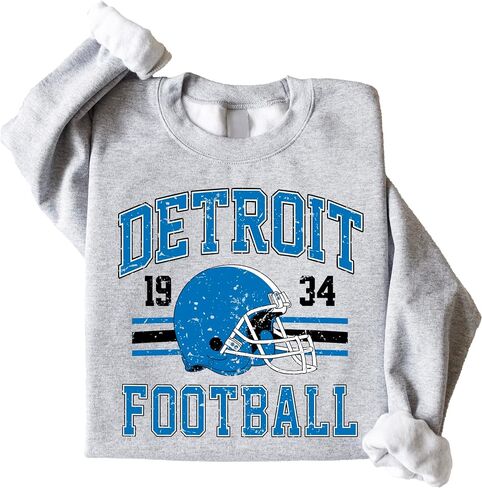 الزيتون يحب Apple Vintage Detroit 1934 كرة القدم من النوع الثقيل للرجال للنساء والأطفال الأزرق والأسود pullover in Kuwait