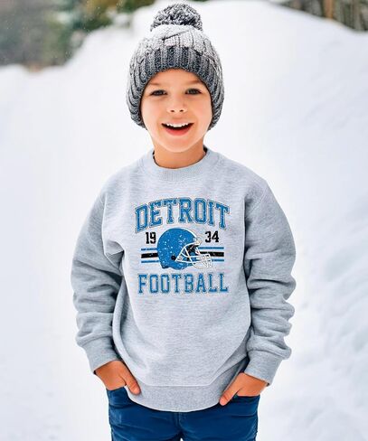 الزيتون يحب Apple Vintage Detroit 1934 كرة القدم من النوع الثقيل للرجال للنساء والأطفال الأزرق والأسود pullover in Kuwait