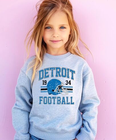 الزيتون يحب Apple Vintage Detroit 1934 كرة القدم من النوع الثقيل للرجال للنساء والأطفال الأزرق والأسود pullover in Kuwait