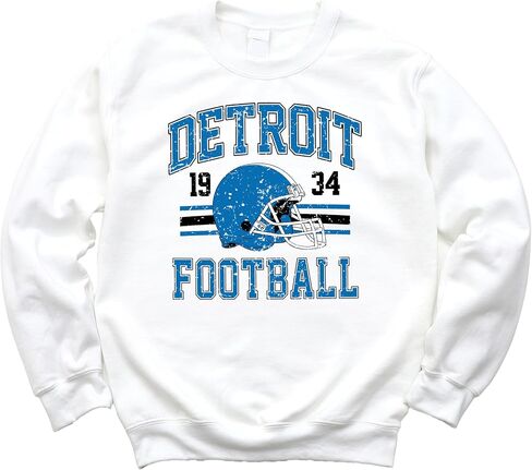 الزيتون يحب Apple Vintage Detroit 1934 كرة القدم من النوع الثقيل للرجال للنساء والأطفال الأزرق والأسود pullover in Kuwait