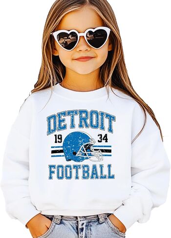 الزيتون يحب Apple Vintage Detroit 1934 كرة القدم من النوع الثقيل للرجال للنساء والأطفال الأزرق والأسود pullover in Kuwait