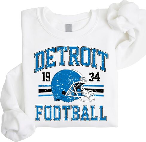 الزيتون يحب Apple Vintage Detroit 1934 كرة القدم من النوع الثقيل للرجال للنساء والأطفال الأزرق والأسود pullover in Kuwait