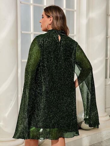 Zomva plus size sparkly cape sleeve fress fress thight just just fit fit flowy fricy cocktail party dress in Kuwait
