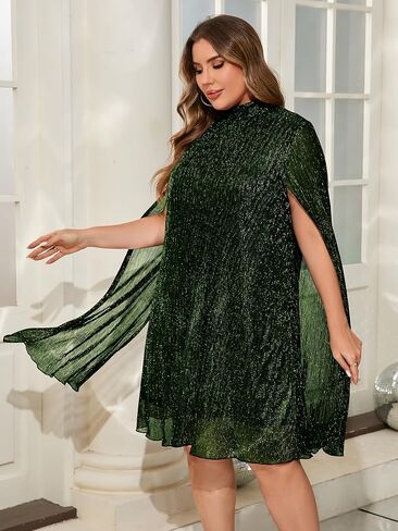 Zomva plus size sparkly cape sleeve fress fress thight just just fit fit flowy fricy cocktail party dress in Kuwait