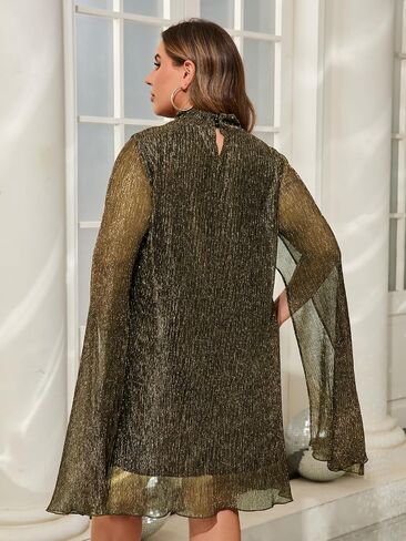 Zomva plus size sparkly cape sleeve fress fress thight just just fit fit flowy fricy cocktail party dress in Kuwait