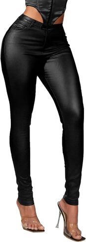 Avanova Women Faux Leather High Waist Sexy Leggings Stretchy Skinny Pants in Saudi Arabia