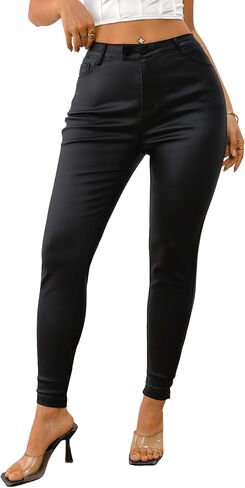 Avanova Women Faux Leather High Waist Sexy Leggings Stretchy Skinny Pants in Saudi Arabia
