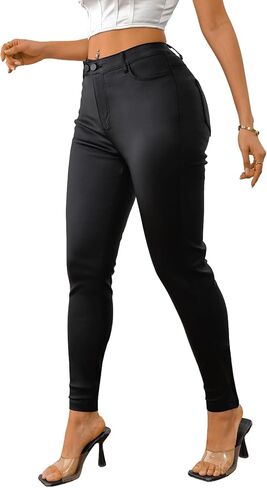 Avanova Women Faux Leather High Waist Sexy Leggings Stretchy Skinny Pants in Saudi Arabia
