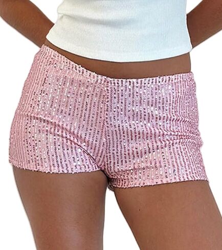 Seyumixi Womens Sequin Micro Shorts Low Waist Sparkly Y2k Cheetah Print Shorts Sexy Rave Bottoms Hot Pants Clubwear in Saudi Arabia
